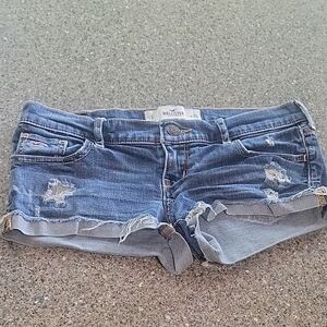 Hollister Blue Distressed Jean Shorts Cut-Off Style